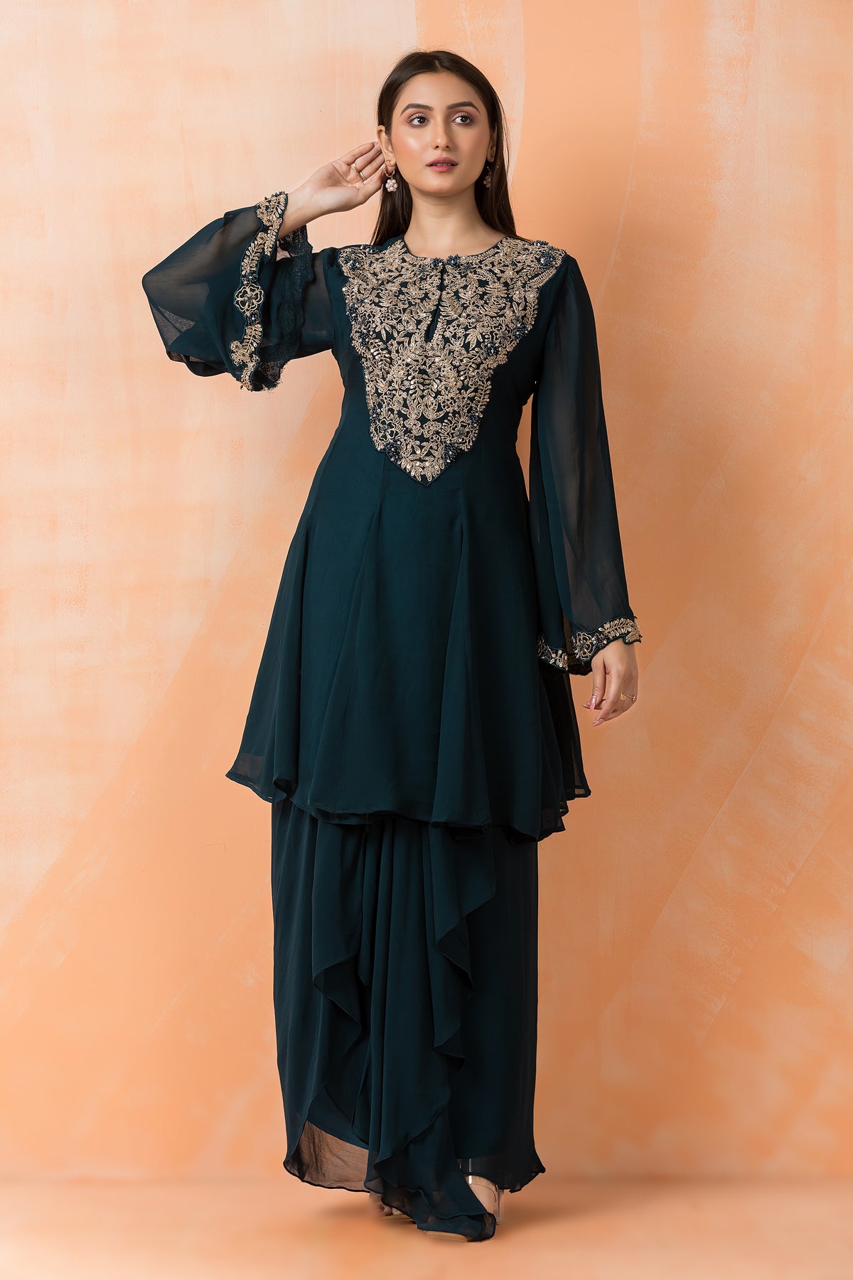 Designer top with Dhoti Drapes