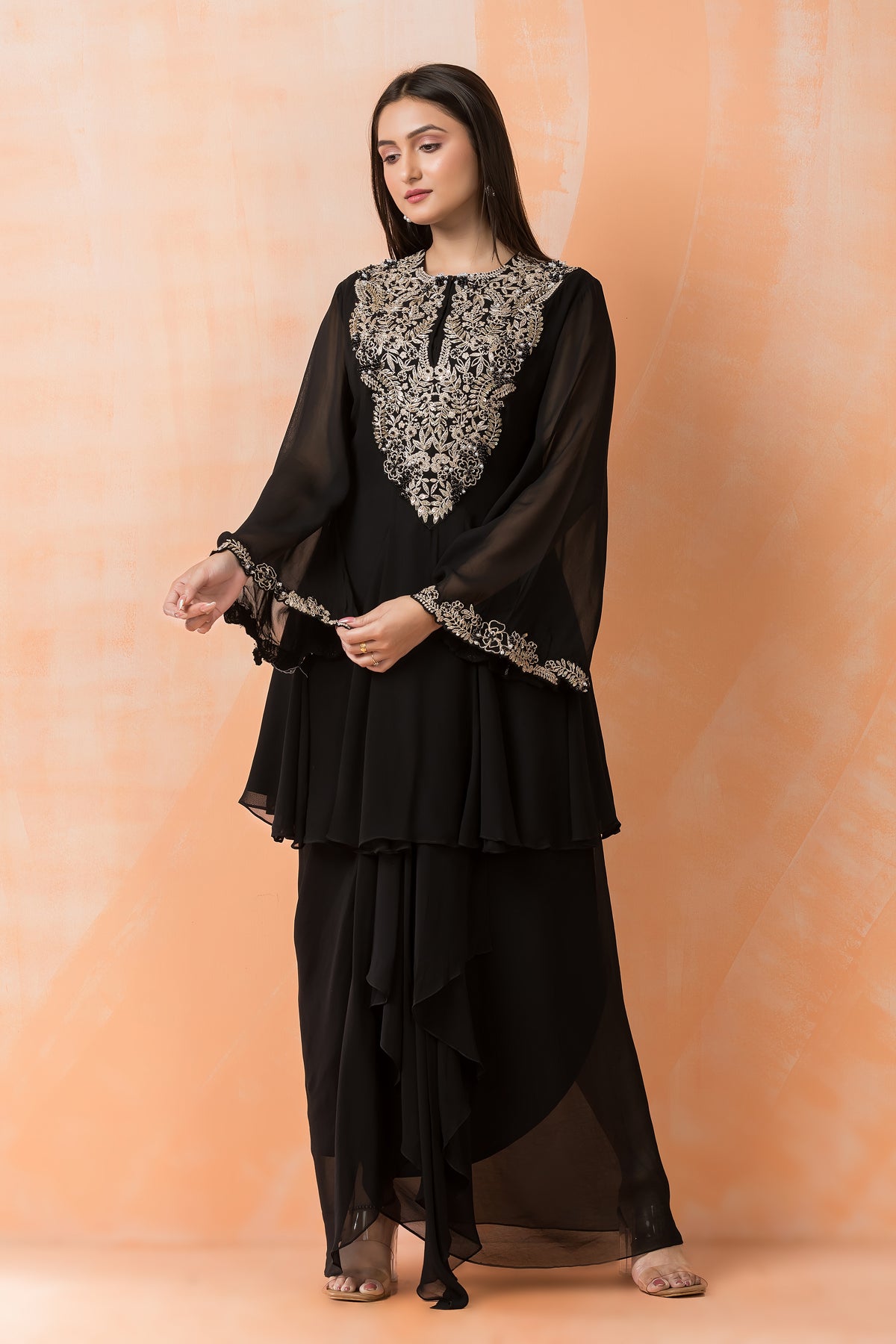 Designer top with Dhoti Drapes