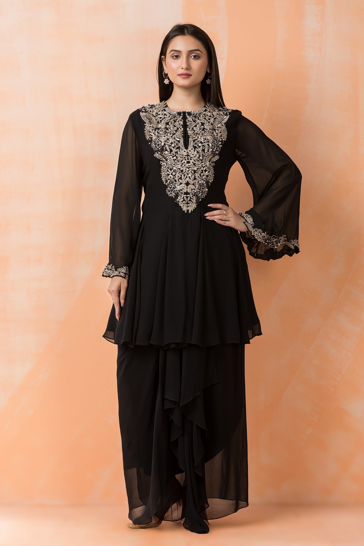 Designer top with Dhoti Drapes