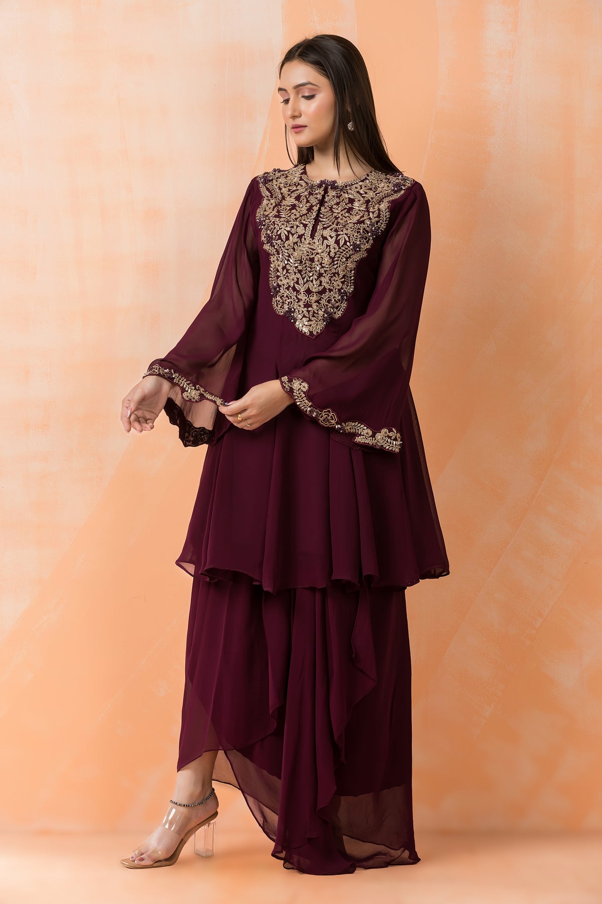 Designer top with Dhoti Drapes