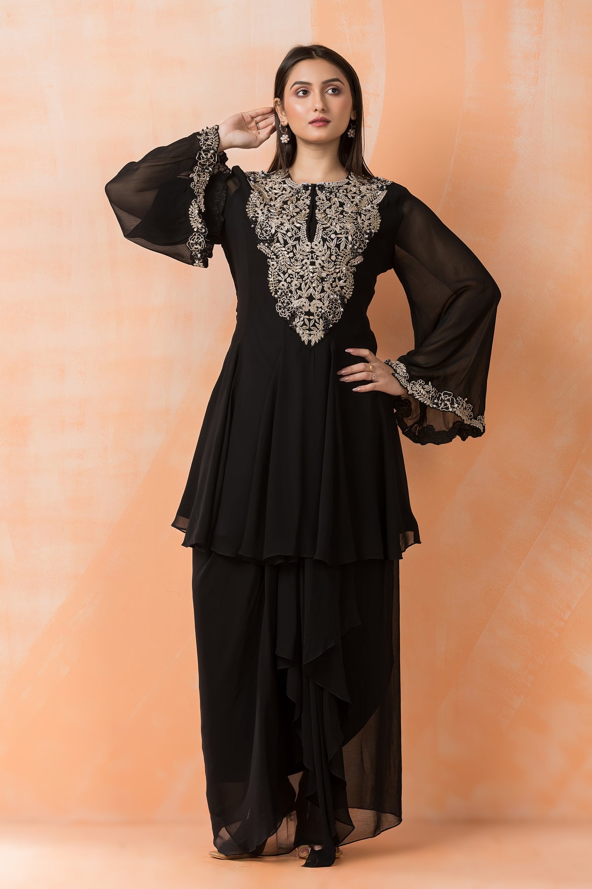 Designer top with Dhoti Drapes