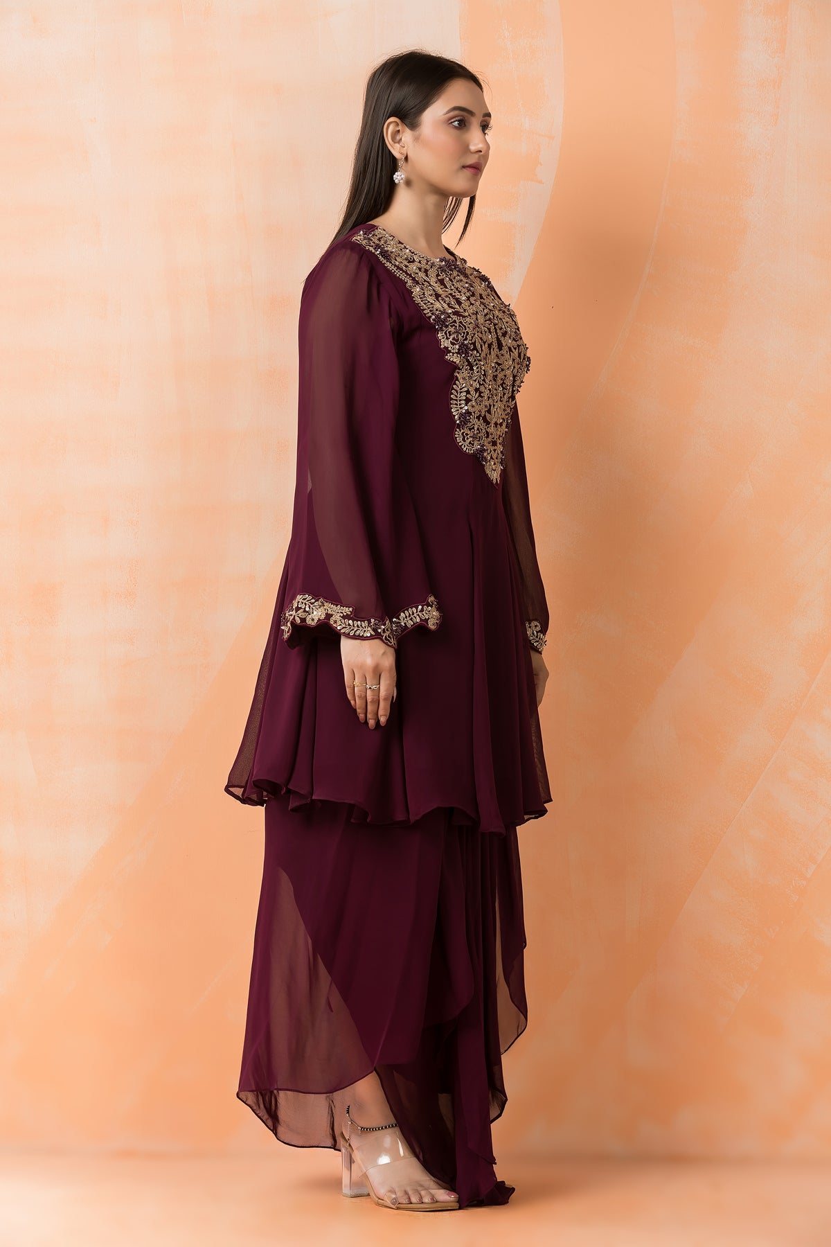 Designer top with Dhoti Drapes