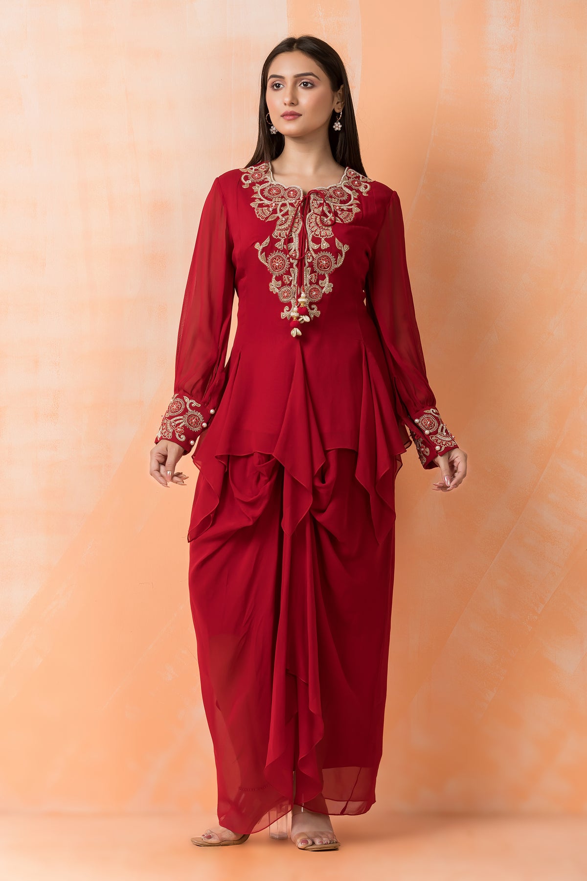 Stylish Georgette top and Dhoti Set