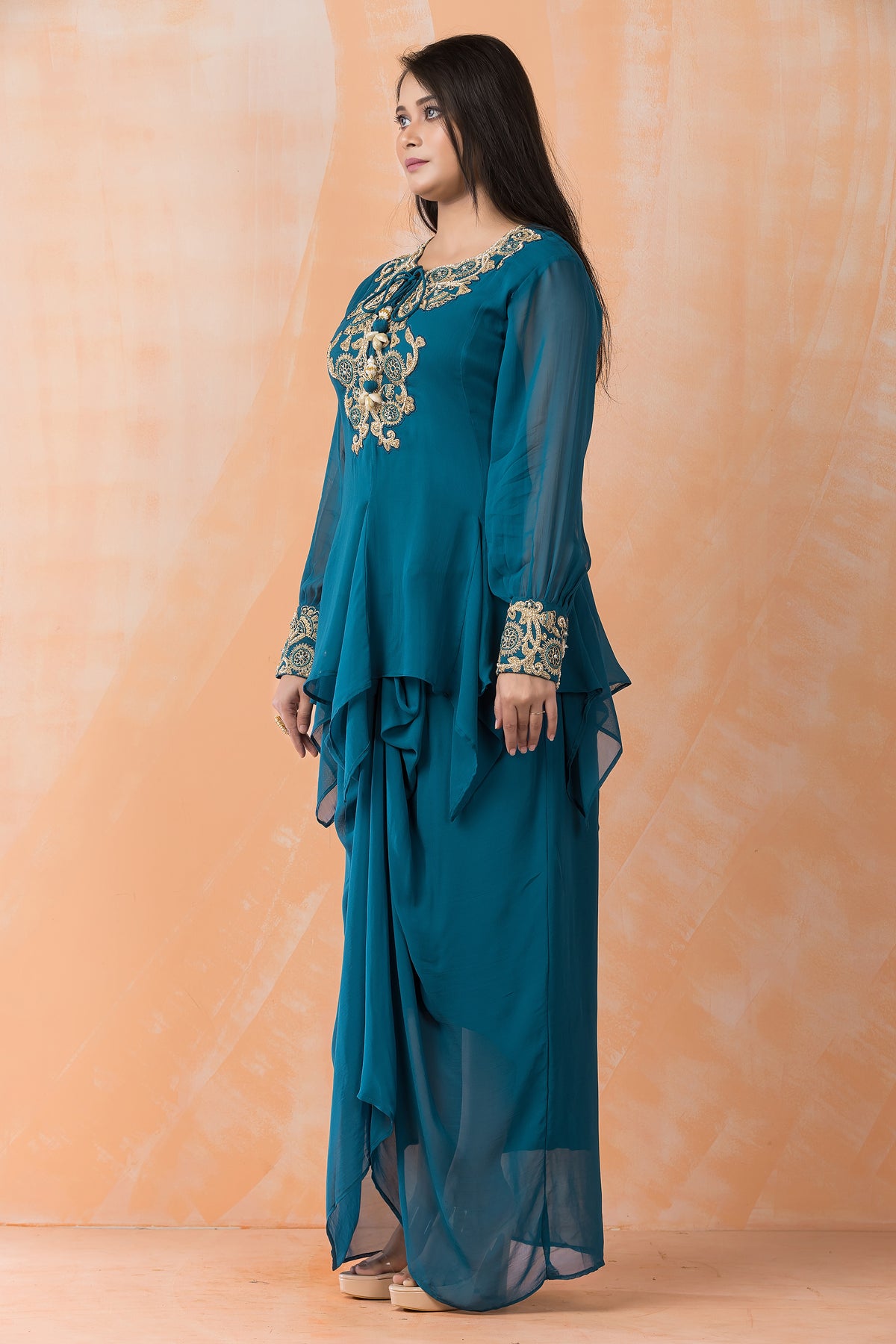 Stylish Georgette top and Dhoti Set