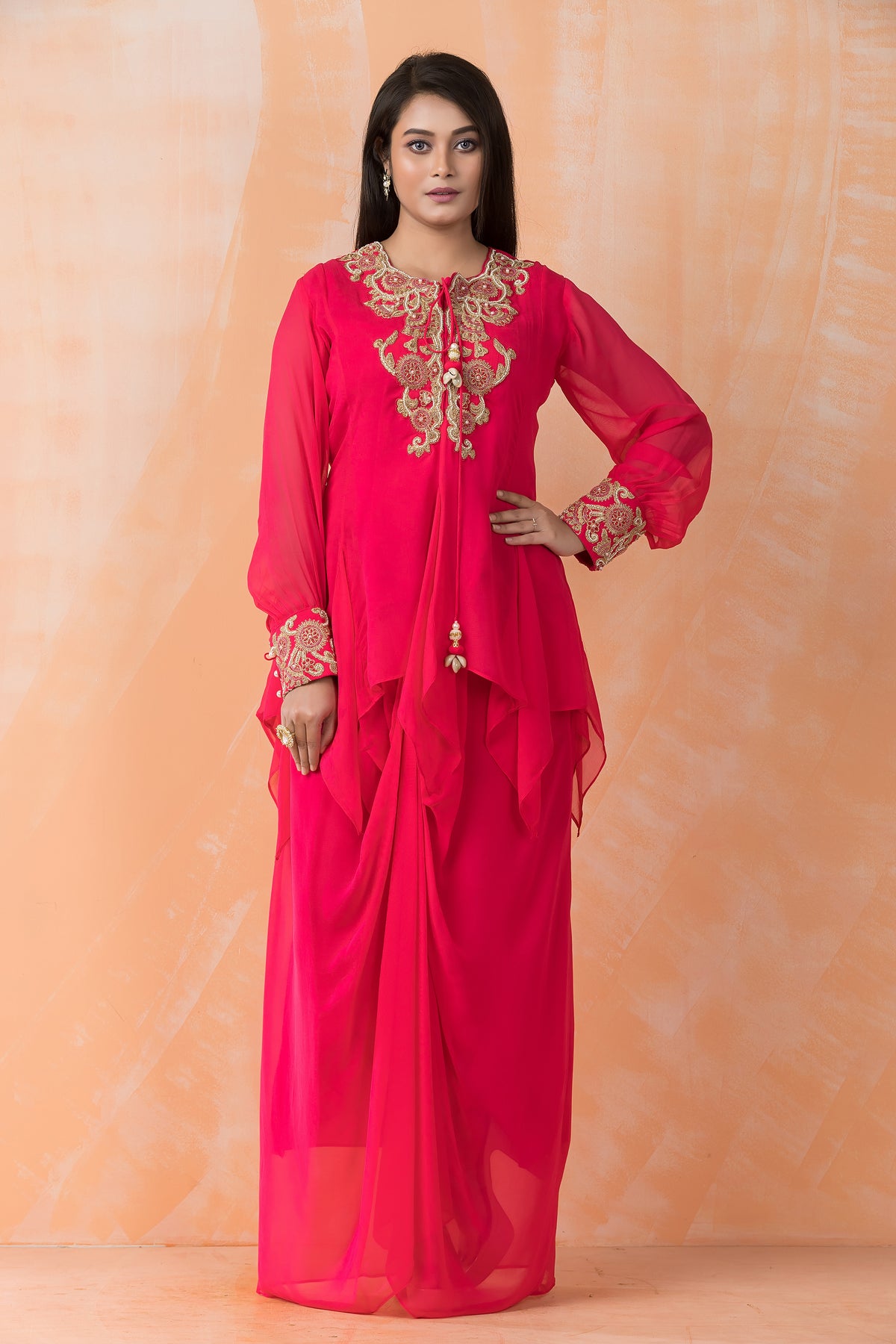 Stylish Georgette top and Dhoti Set