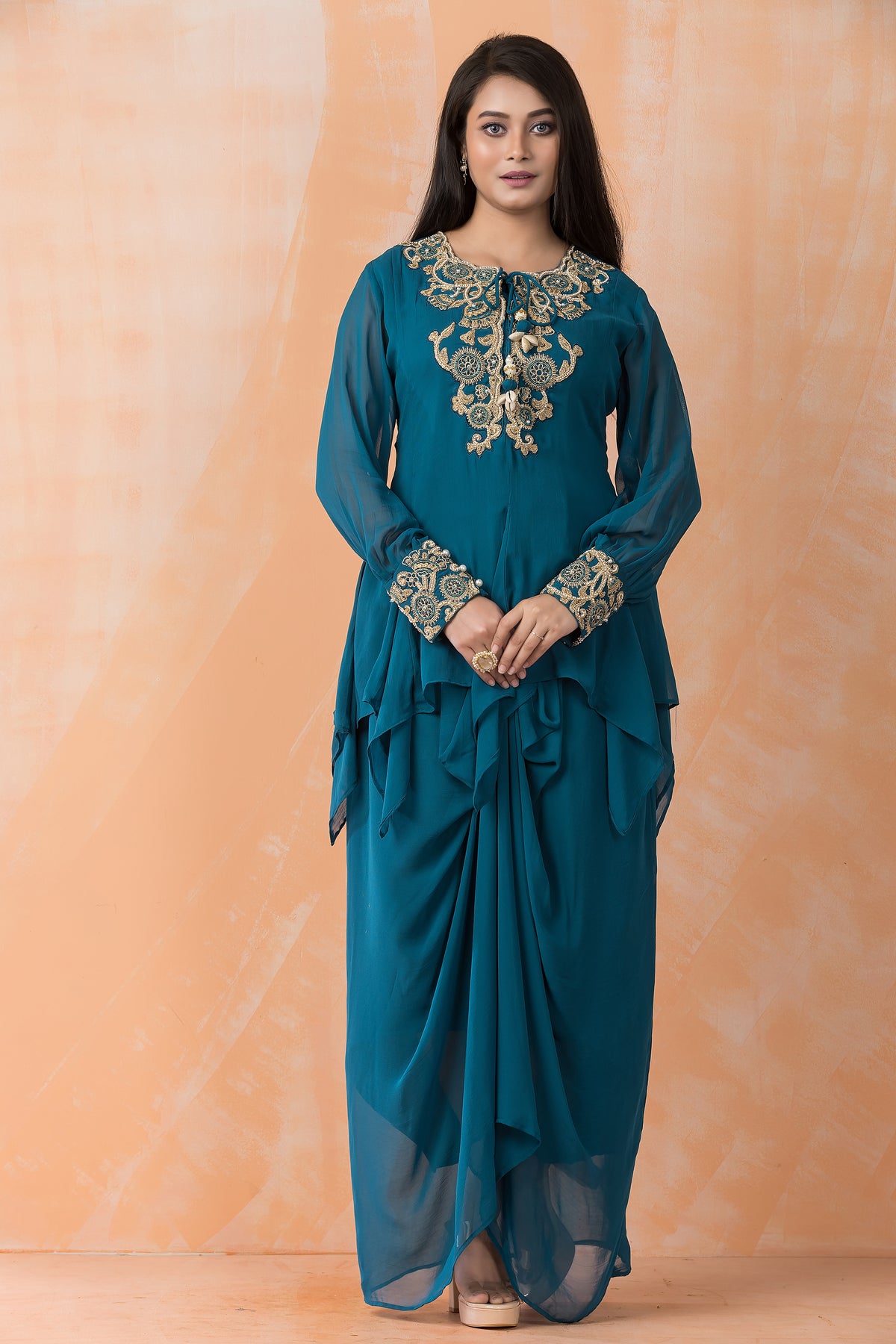 Stylish Georgette top and Dhoti Set