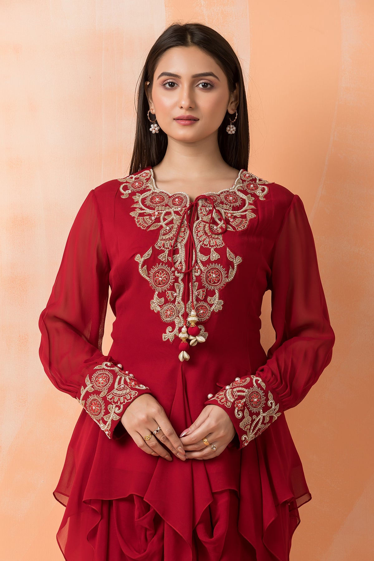 Stylish Georgette top and Dhoti Set