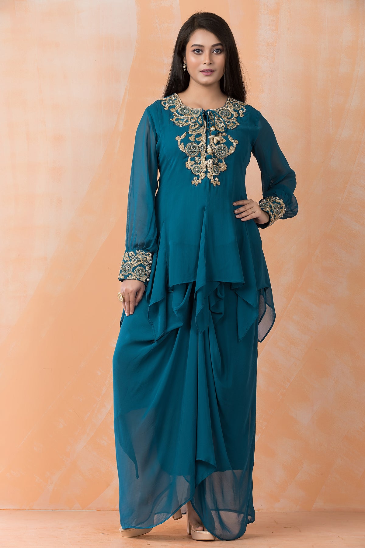 Stylish Georgette top and Dhoti Set