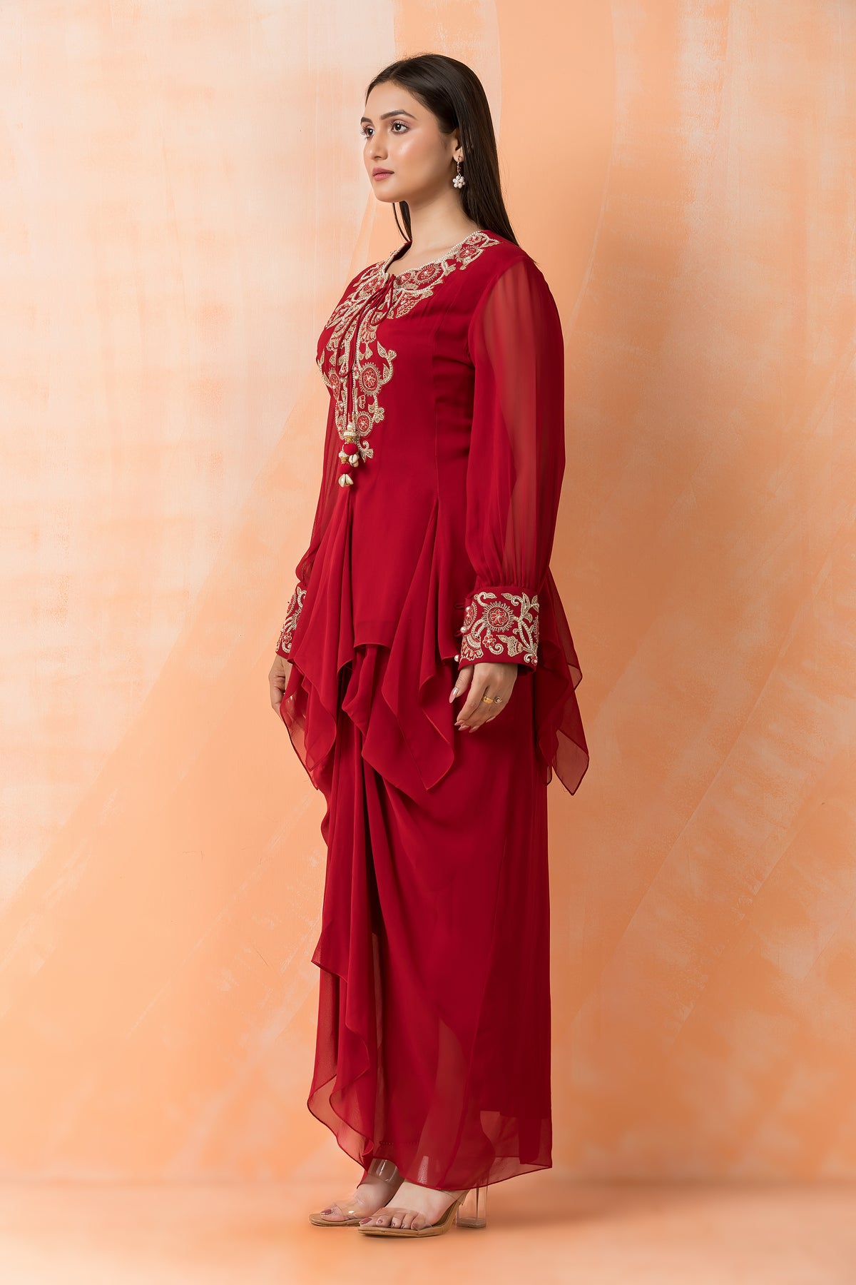 Stylish Georgette top and Dhoti Set