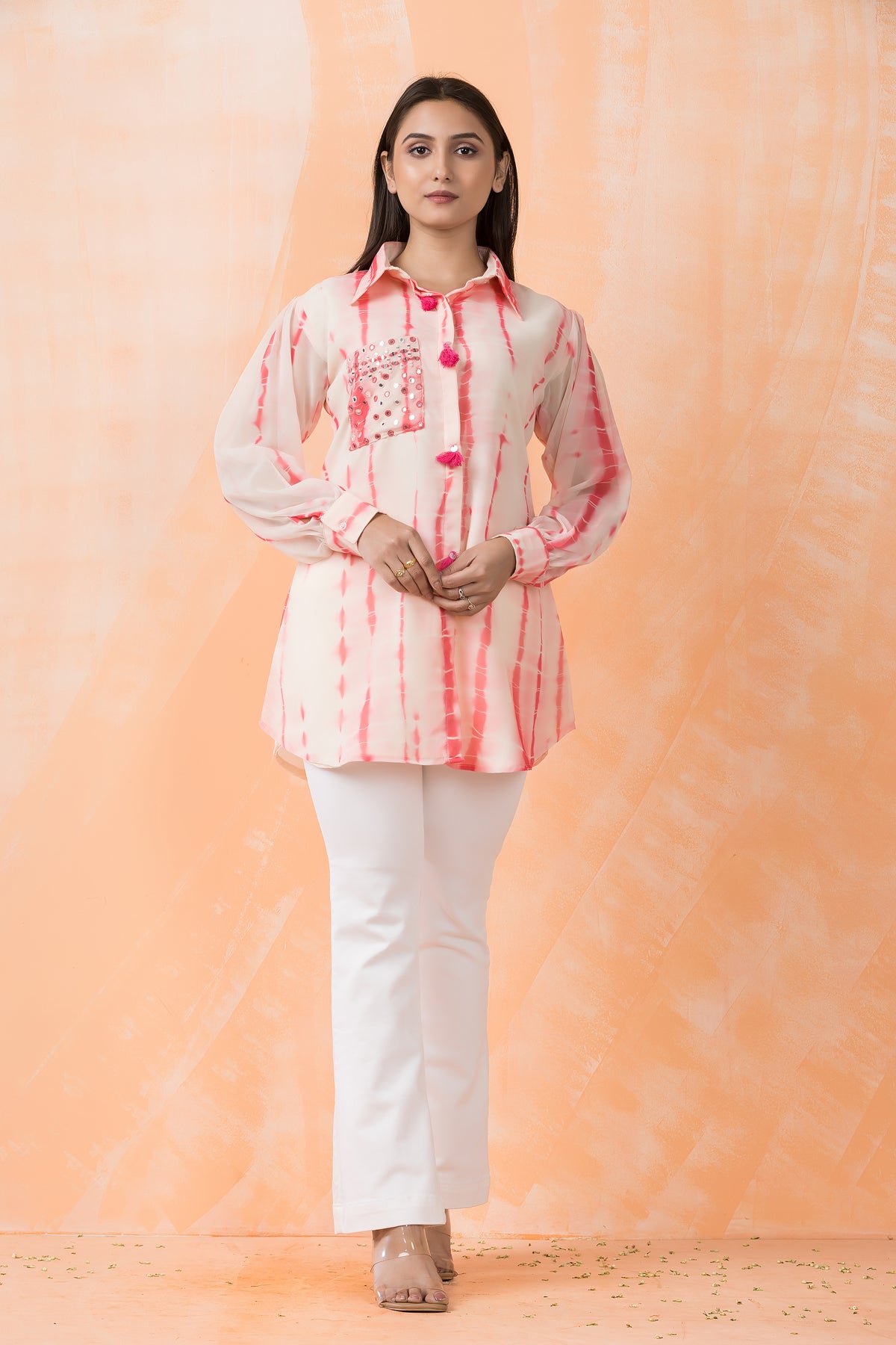 Shibori Print hand Embroidered Shirt