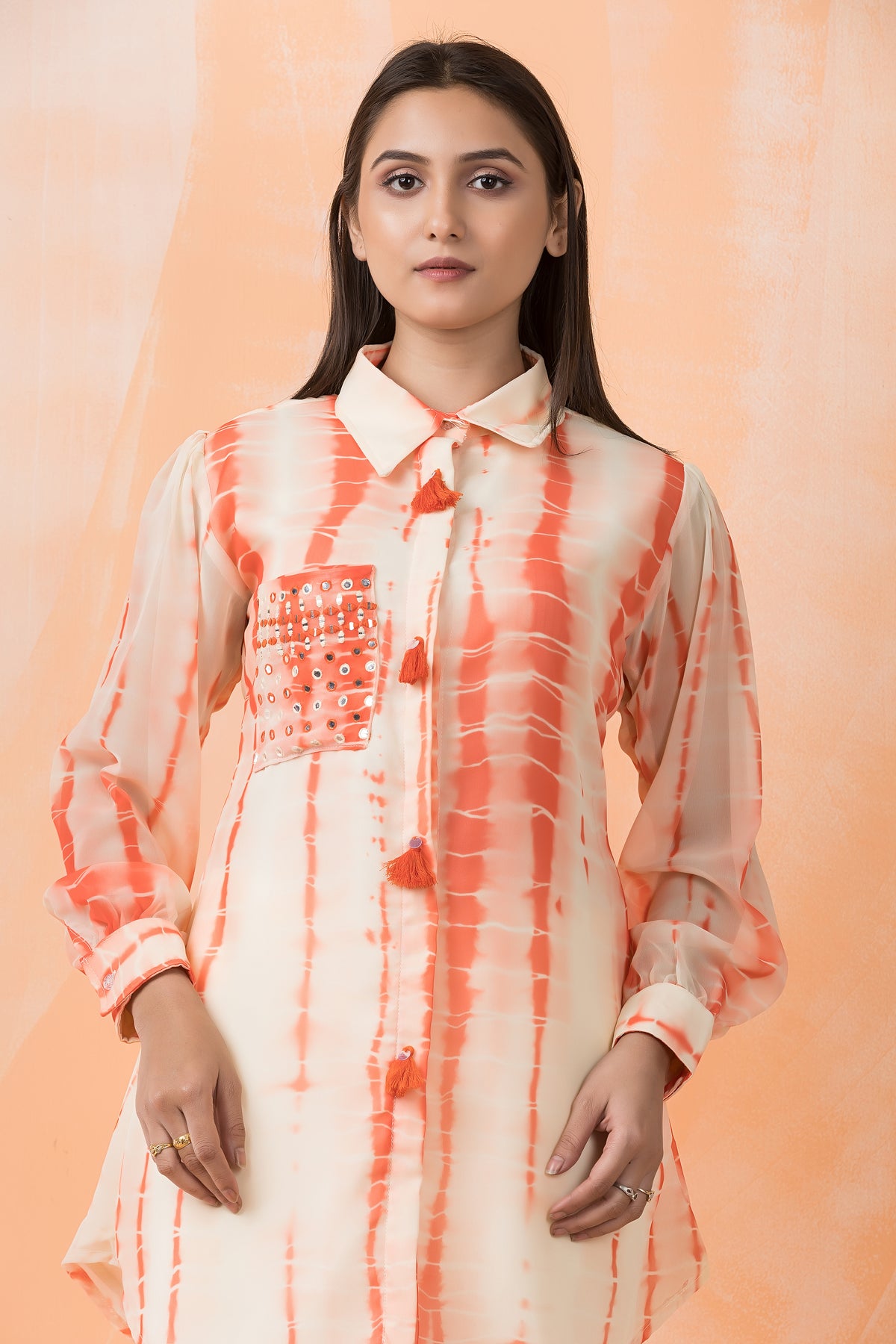 Shibori Print hand Embroidered Shirt
