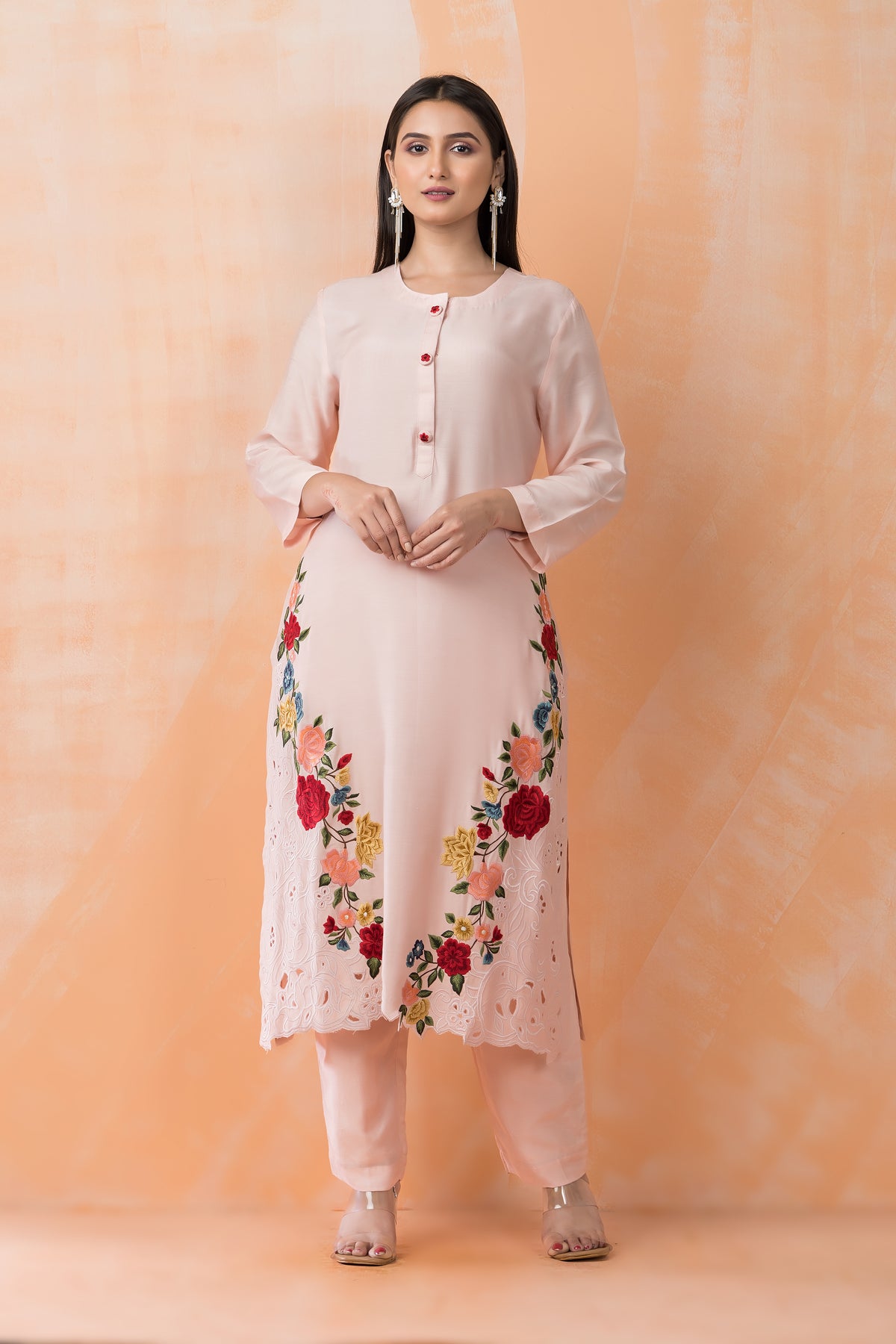 Embroidered Muslin Kurta Pant Set