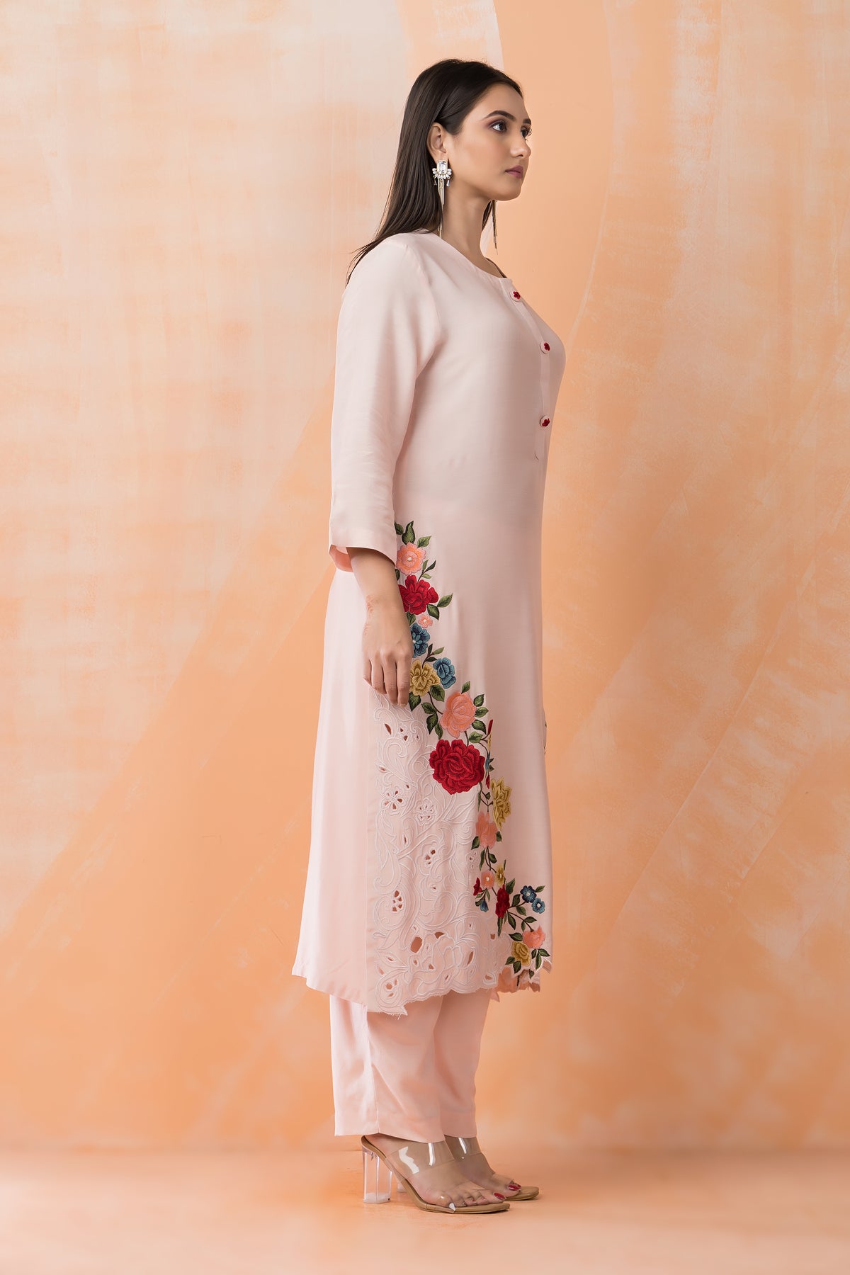 Embroidered Muslin Kurta Pant Set