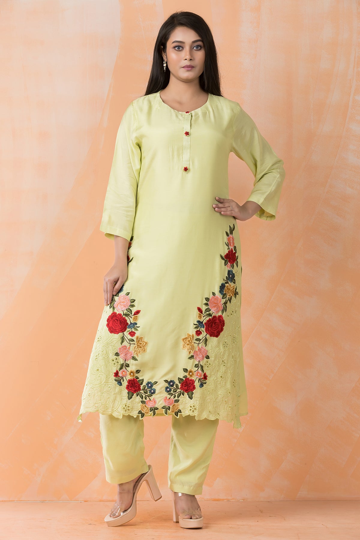 Embroidered Muslin Kurta Pant Set