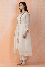 Designer Cotton Kurta pant set in Mul Chanderi