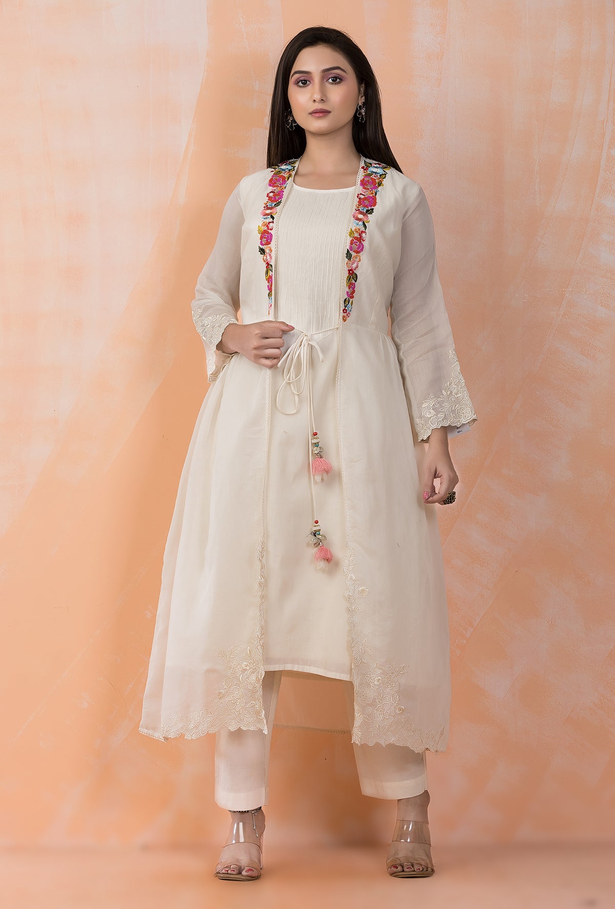 Designer Cotton Kurta pant set in Mul Chanderi