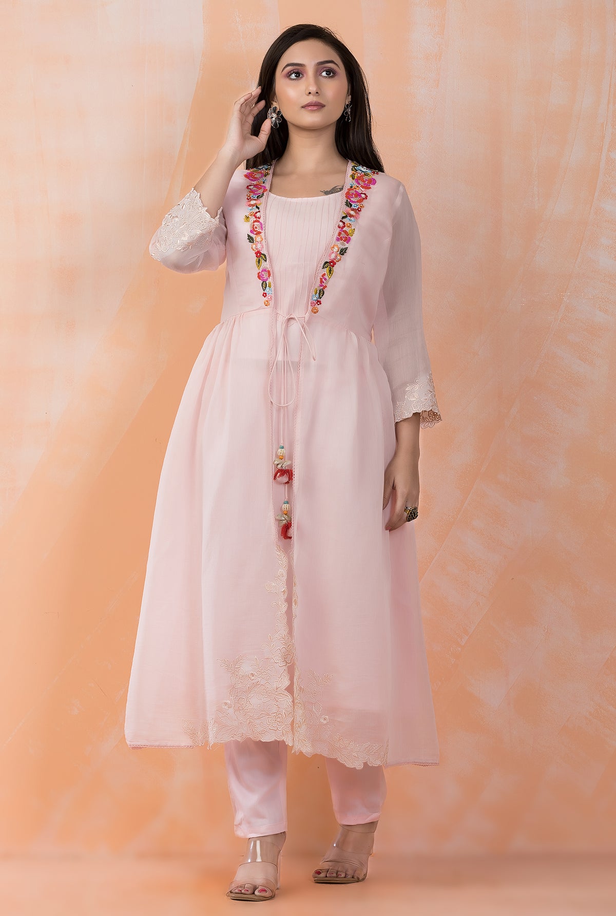 Designer Cotton Kurta pant set in Mul Chanderi