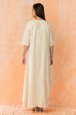 Cowl Drape Cotton Gown with Neckpiece
