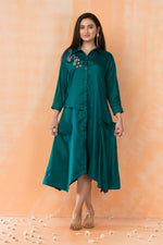 Asymmertric Floral Embroidered Dress