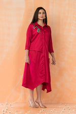 Asymmertric Floral Embroidered Dress