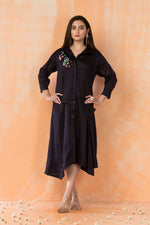 Asymmertric Floral Embroidered Dress