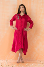 Asymmertric Floral Embroidered Dress