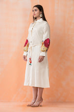 Knee Length Designer Dress with Balloon Sleeves