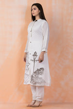 Hand Painted Mulmul Kurta Pant Set