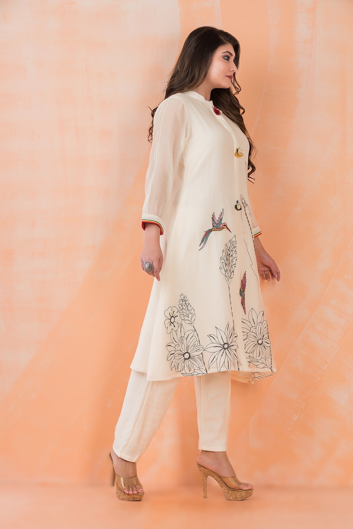 Designer Mul Chanderi Kurta Pant Set