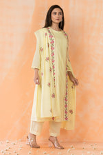 Embroidered Cotton Kurta Pant Dupatta Set