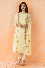 Embroidered Cotton Kurta Pant Dupatta Set