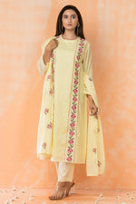 Embroidered Cotton Kurta Pant Dupatta Set