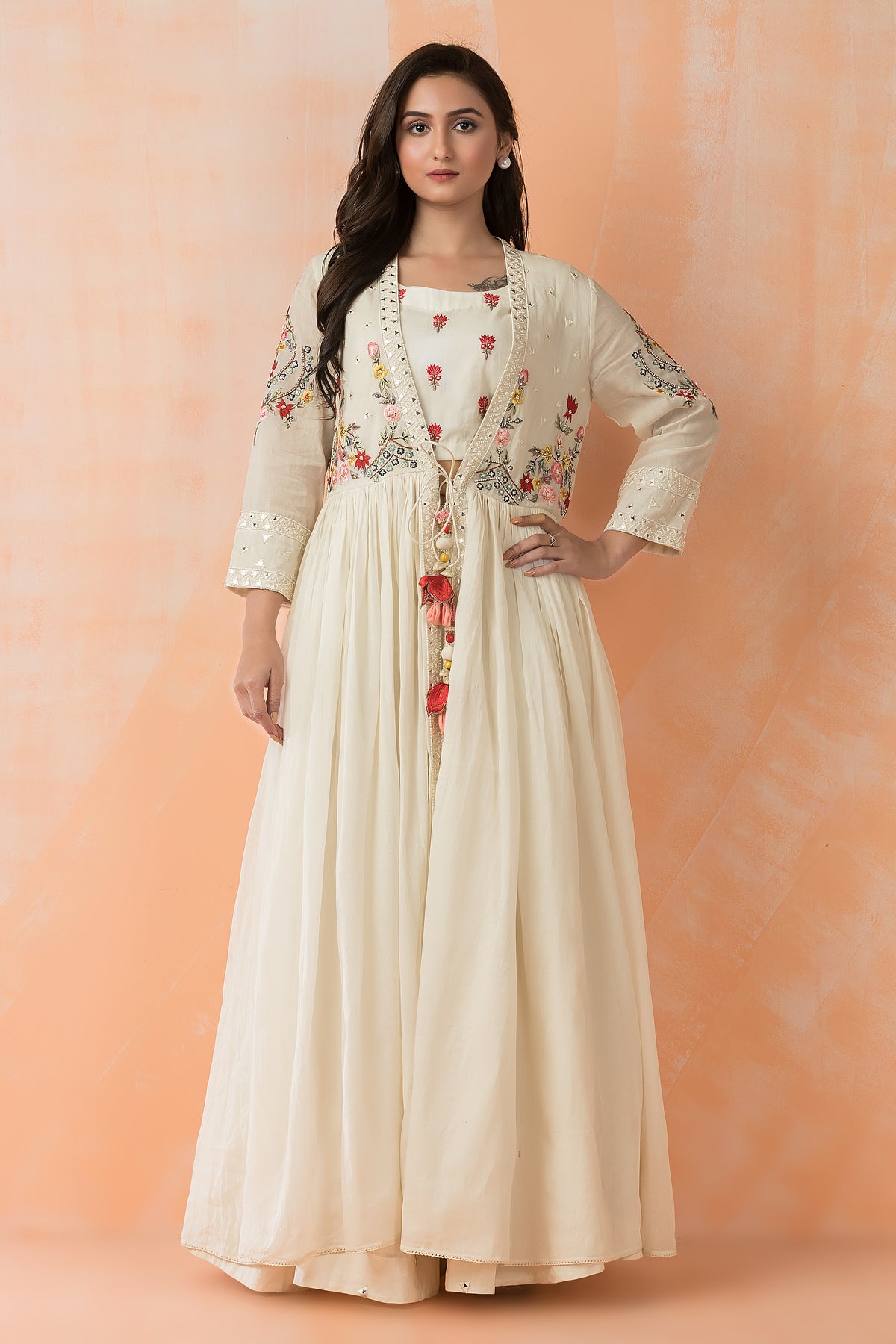 Three piece Designer Dress with Jacket