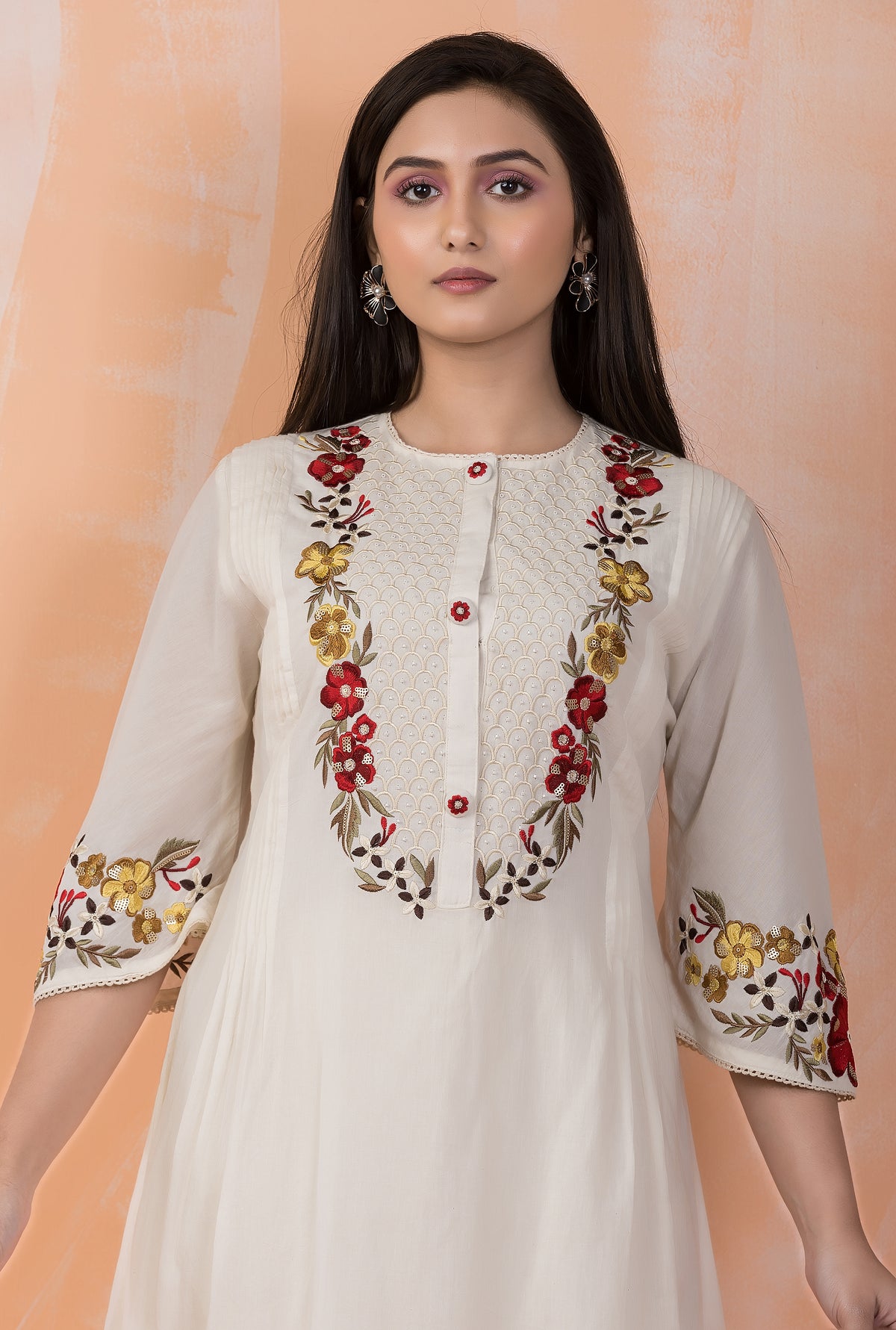 Embroidered Mulmul Kurta Pant Set