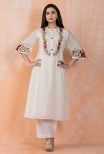 Embroidered Mulmul Kurta Pant Set