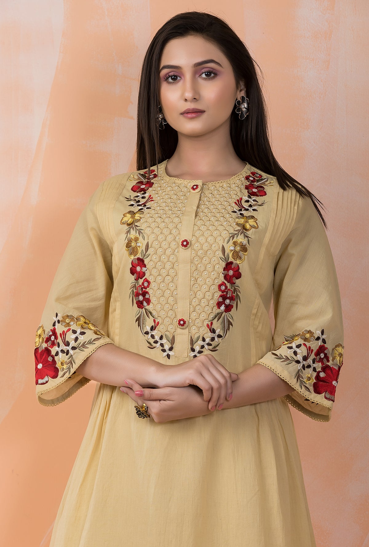 Embroidered Mulmul Kurta Pant Set