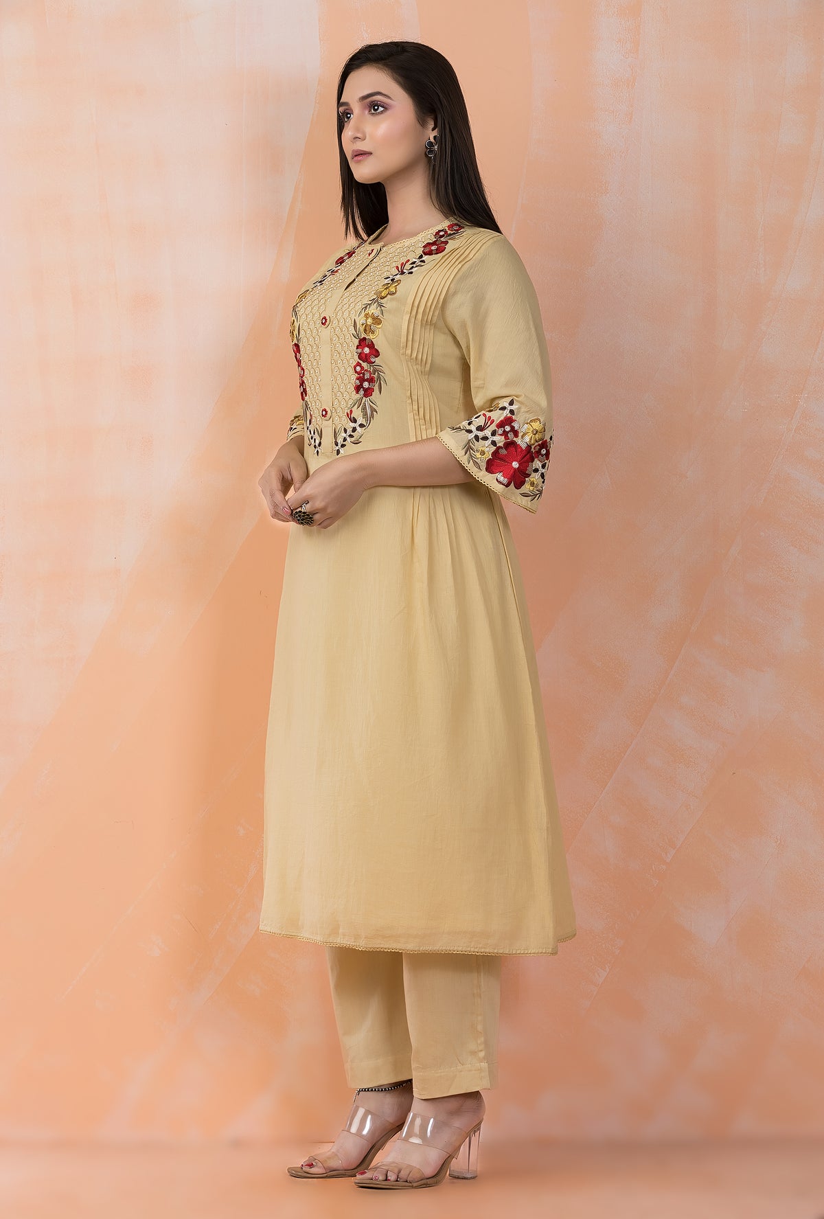 Embroidered Mulmul Kurta Pant Set