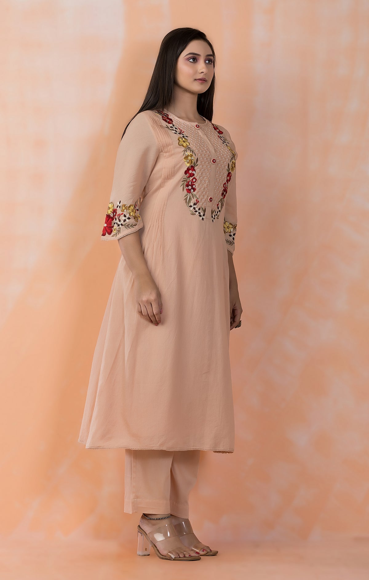 Embroidered Mulmul Kurta Pant Set