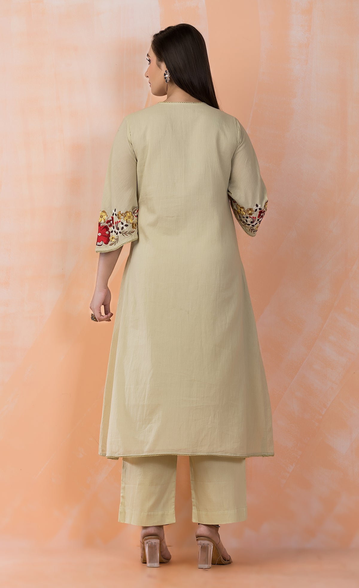 Embroidered Mulmul Kurta Pant Set