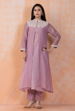 Embroidered Mul Chanderi Kurta Pant Set