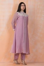 Embroidered Mul Chanderi Kurta Pant Set