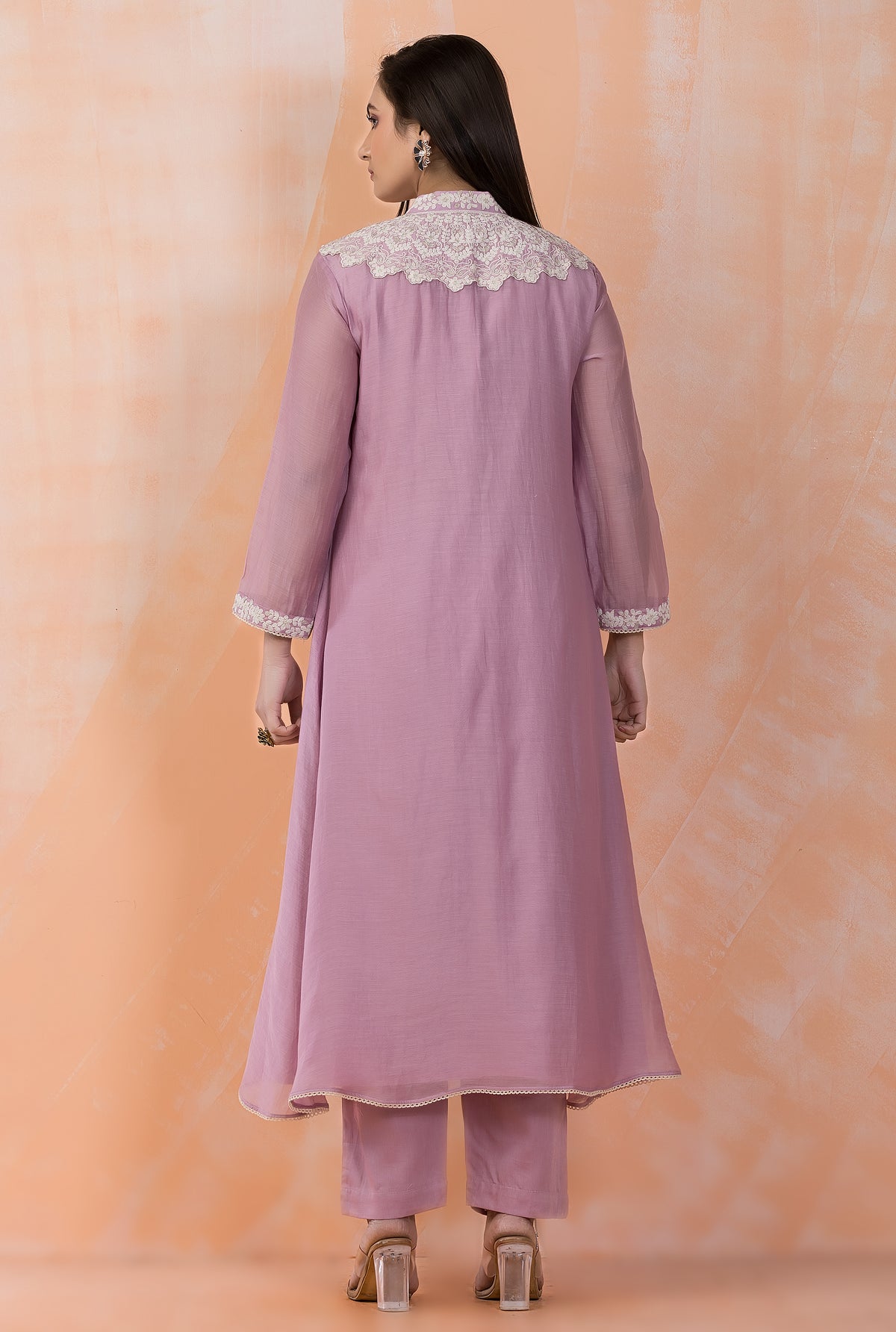 Embroidered Mul Chanderi Kurta Pant Set