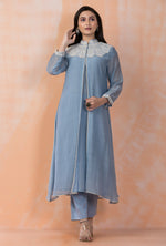 Embroidered Mul Chanderi Kurta Pant Set