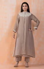 Embroidered Mul Chanderi Kurta Pant Set