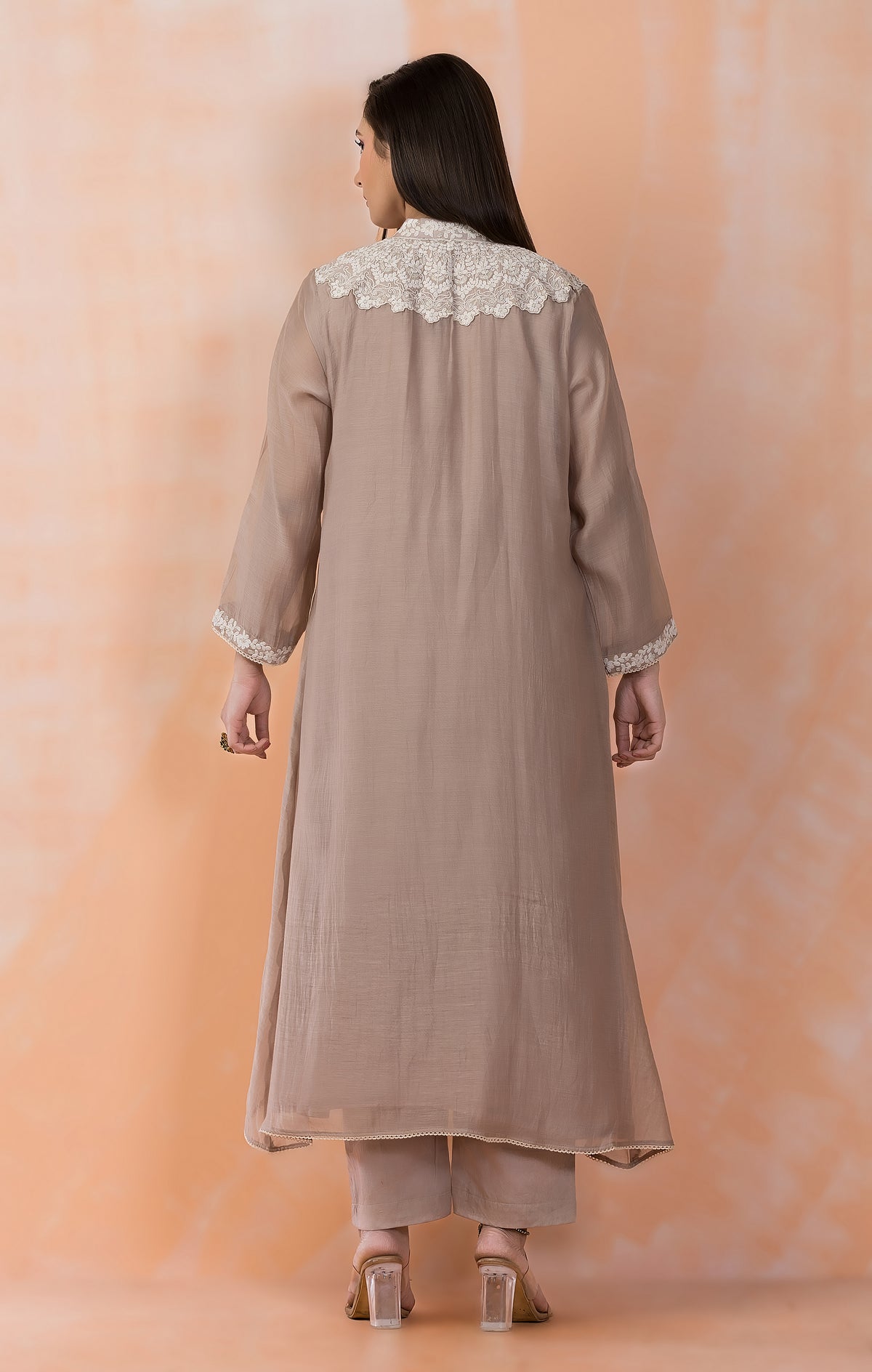 Embroidered Mul Chanderi Kurta Pant Set