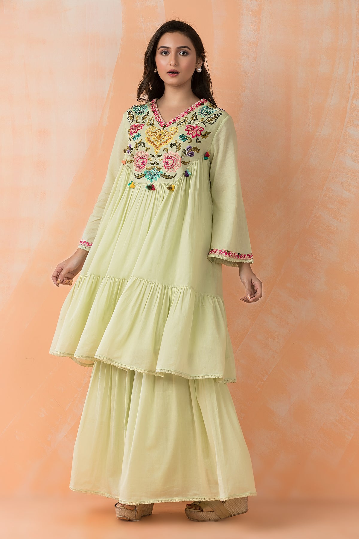 Mulmul Kurta Sharara Pant Set