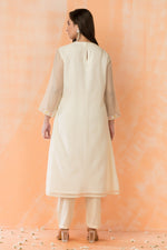 Embroidered Kurta Pant set in Mul Chanderi