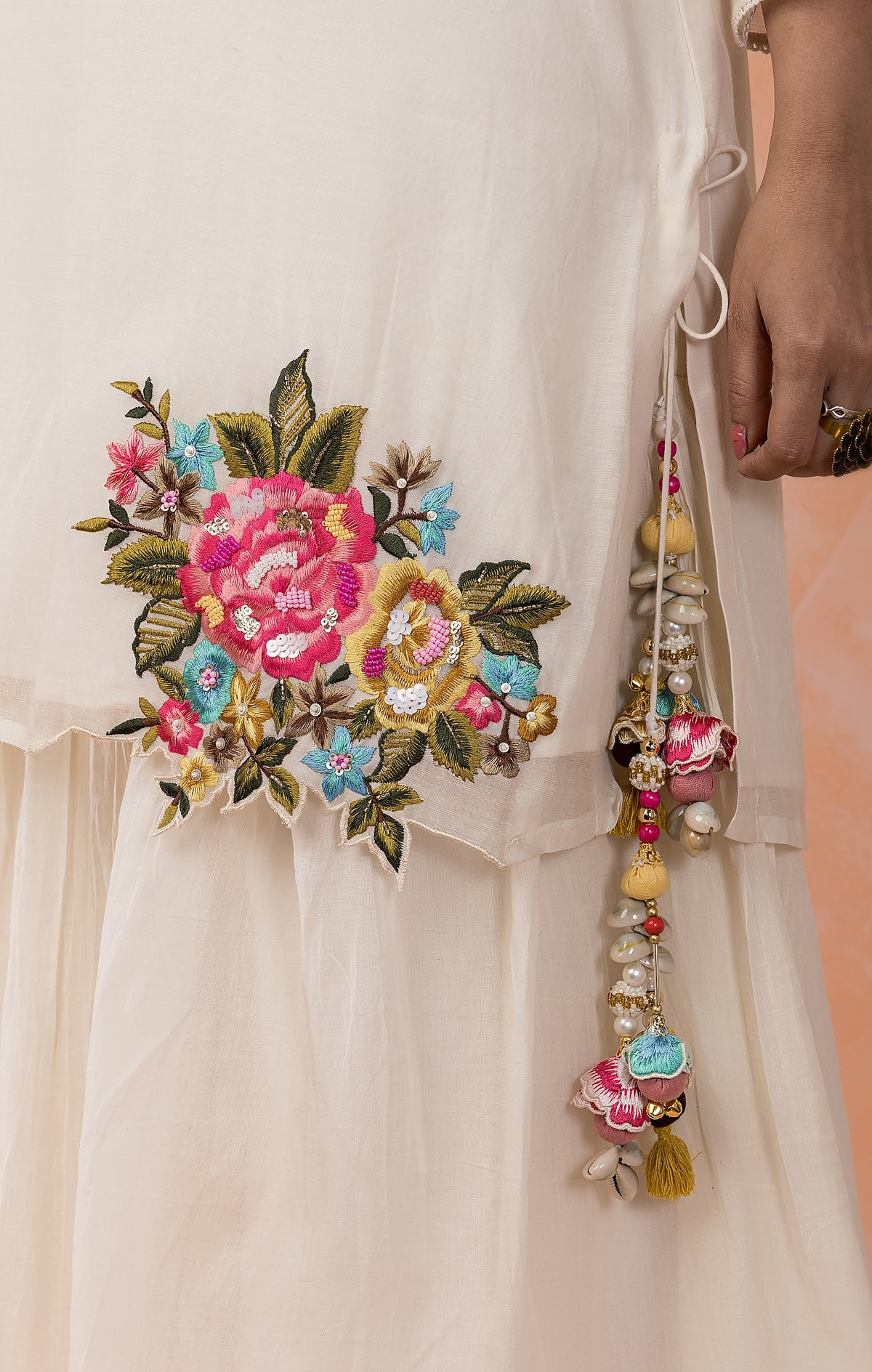 Embroidered Mul Chanderi Kurta Sharara Set