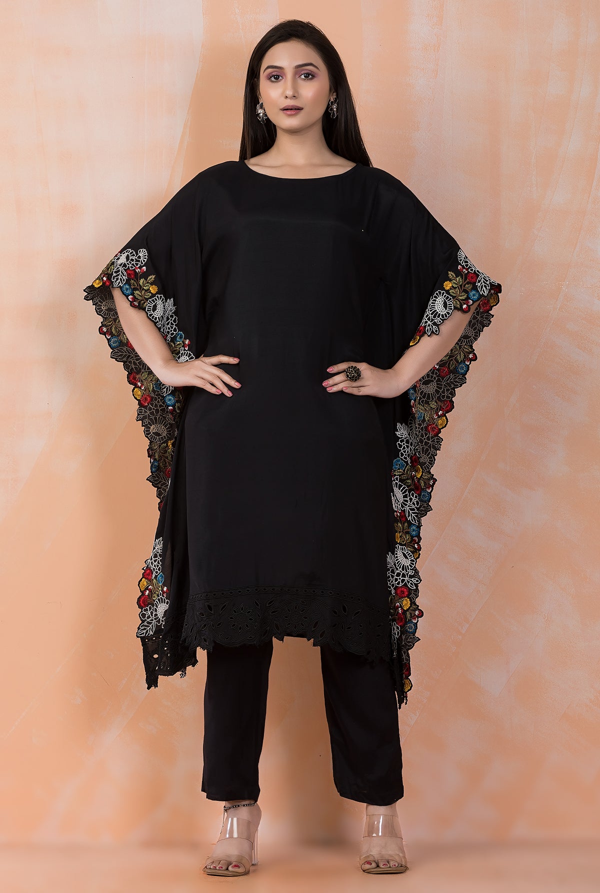 Designer Muslin Kaftan Style kurta pant set