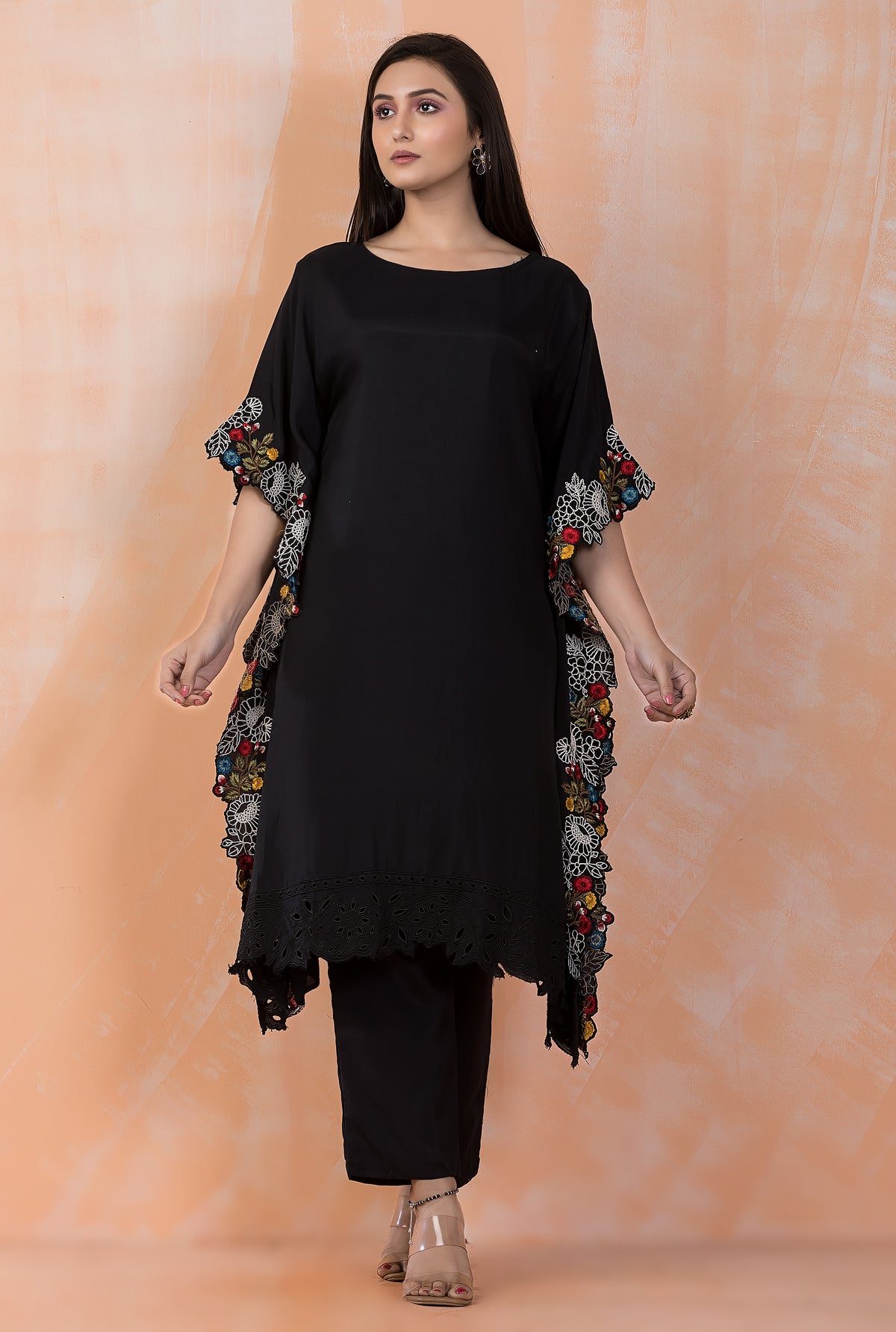 Designer Muslin Kaftan Style kurta pant set